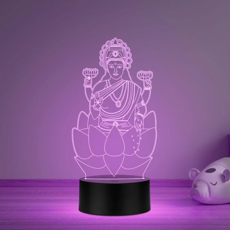3D Illusion Laxmi Maa Night lamp Multicolor Led Light and is operated with a remote Home Decoration